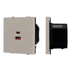 Изображение Встраиваемая розетка USB тип A+C, 65W, Arlight NOBE, кашемир soft-touch 059446(1)